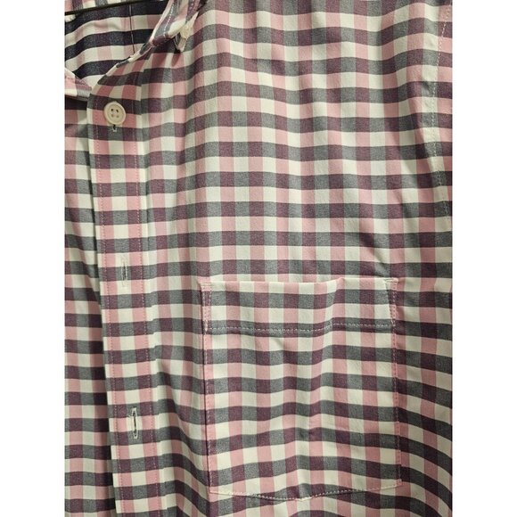 Mens Express Extra Slim Performance Button Down-Pink Gray White Medium 15-15 1/2 - Picture 2 of 13